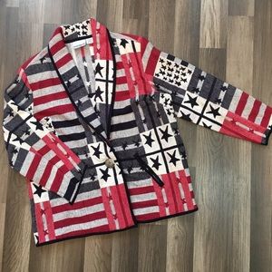 Womens Blanket Blazer Jacket American Flag